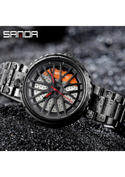 Deri Siyah Erkek Lüks Saatler Spor Araba Saatler Su Geçirmez Spor Jant Hub Tekerlek Kol Saati Araba Kuvars Erkek Saatler Relogio Masculino (Yurt Dışından) modelleri