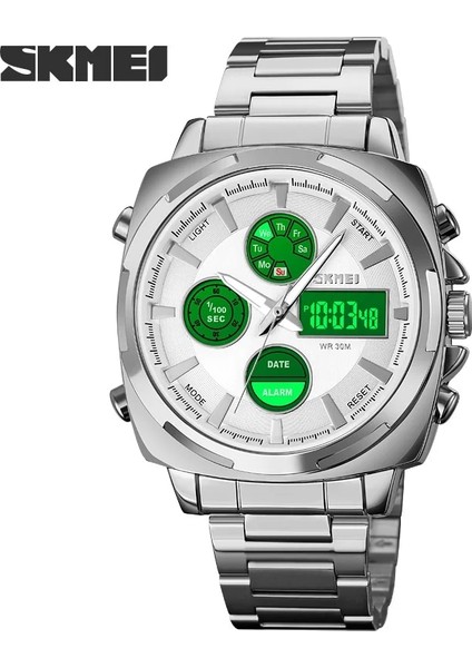Gümüş Skmeı En Lüks Erkek Kol Saati Çift Ekran Dijital Spor Saatler Adam Için Çelik Kayış Kuvars Saat Erkek Reloj Hombre (Yurt Dışından) modelleri