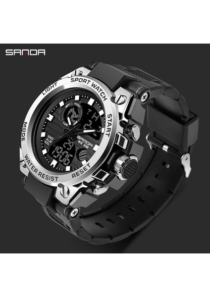 739 Siyah Altın Sanda Açık Izle Erkekler Moda Askeri Spor Bilek Saatleri LED Işık Darbeye Dayanıklı Erkek Kol Saati Orijinal Saat Su Geçirmez 739 (Yurt Dışından)