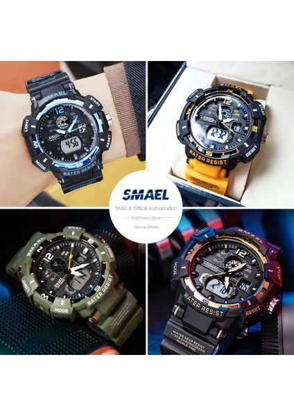 Orange-Box Smael Erkek Dijital Spor Saatler Su Geçirmez Aydınlık Elektronik Kol Saati Haki Kayış Ikili Zaman Kuvars Izle Adam Часы Relogio (Yurt Dışından) fiyatları