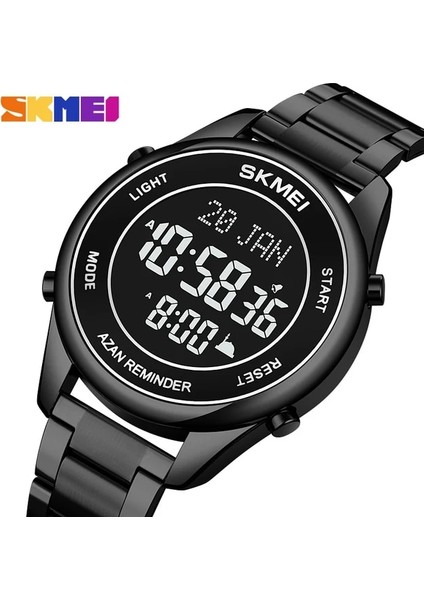 Siyah Siyah Müslüman Ezan Saat Kol Saatleri Erkekler Kıble Ezan Alarmı ile Namaz Için Izle Hicri Takvim Islam Al Harameen Skmeı Montre Homme (Yurt Dışından)