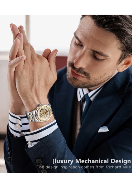 S1089-1 Kazanan Lüks Mekanik Tasarım Altın Zarif Kayış Erkek Saat Aydınlık Montre Homme ile Üst Marka Otomatik (Yurt Dışından) fırsatları