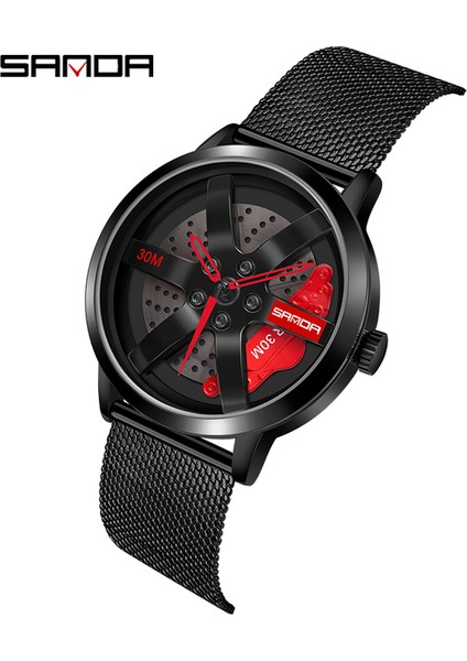 Siyah Kırmızı Sanda Erkekler Jant Hub Izle Özel Tasarım Spor Araba Izle Paslanmaz Örgü Yarış Direksiyonu Jant Hub Kuvars Izle Adam Su Geçirmezrelogio (Yurt Dışından)