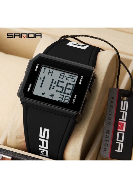 Kırmızı Sanda Moda Marka LED Izle Erkekler Spor Saatler Dijital Askeri Izle Basit Kare Su Geçirmez Açık Elbise Kol Saatleri (Yurt Dışından)