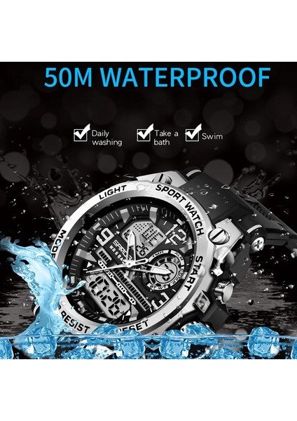 Erkekler Için 6024 Siyah Kuvars Izle Sanda Izle Su Geçirmez Kronometre LED Saatler Erkek Saat 6024 Spor Saatler Erkekler Relogio Masculino Dijital (Yurt Dışından)