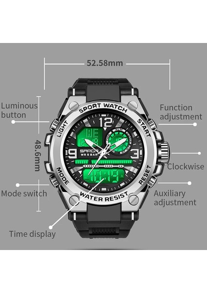 Erkekler Için 6024 Siyah Kuvars Izle Sanda Izle Su Geçirmez Kronometre LED Saatler Erkek Saat 6024 Spor Saatler Erkekler Relogio Masculino Dijital (Yurt Dışından)