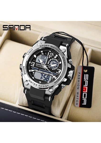 Erkekler Için 6024 Siyah Kuvars Izle Sanda Izle Su Geçirmez Kronometre LED Saatler Erkek Saat 6024 Spor Saatler Erkekler Relogio Masculino Dijital (Yurt Dışından)