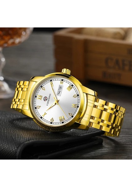 Altın Siyah Forsınıng Otomatik Erkek Saatler Lüks Tasarım Otomatik Gün Datejust Öz Rüzgar Mekanik Iş Erkek Saat Elbise Kol Saati Hediyeler (Yurt Dışından) fırsatları