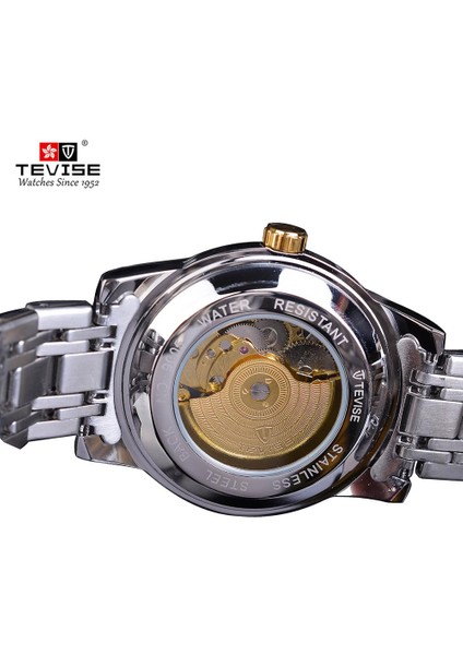 T9005-10 Tevıse Retro Elmas Tasarım Siyah Altın Mekanik Saat Üst Marka Otomatik Saat Moda Lüks Su Geçirmez Bilek Saati (Yurt Dışından)
