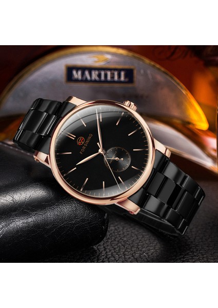 Metal Rg-Whıte Forsining Minimalist Otomatik Mekanik Saatler Siyah Saniye Alt Kadran Iş Lüks Erkekler Için Saat Moda Paslanmaz Çelik (Yurt Dışından)