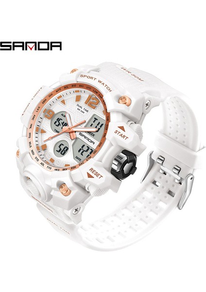 942 Ms Beyaz Gül Sanda Erkekler Doğa Sporları Darbeye Dayanıklı Elektronik Saat Çok Fonksiyonlu Moda Trendi 50 M Su Geçirmez Aydınlık Saat Reloj De Hombre (Yurt Dışından)