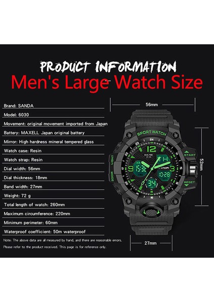 942 Ms Beyaz Gül Sanda Erkekler Doğa Sporları Darbeye Dayanıklı Elektronik Saat Çok Fonksiyonlu Moda Trendi 50 M Su Geçirmez Aydınlık Saat Reloj De Hombre (Yurt Dışından) fırsatları