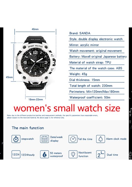 942 Ms Beyaz Gül Sanda Erkekler Doğa Sporları Darbeye Dayanıklı Elektronik Saat Çok Fonksiyonlu Moda Trendi 50 M Su Geçirmez Aydınlık Saat Reloj De Hombre (Yurt Dışından) indirimleri