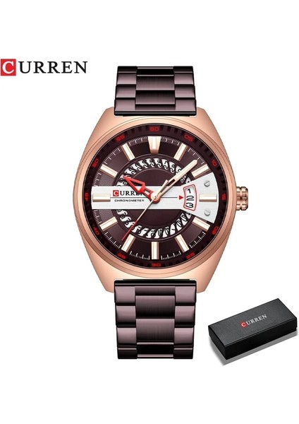Kutu ile Curren Moda Erkek Saatler En Lüks Marka Paslanmaz Çelik Kuvars Izle Erkekler Su Geçirmez Spor Tarihi Saat Relogio Masculino (Yurt Dışından)