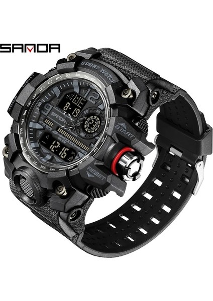 3133 Siyah Sanda Askeri Saatler Erkekler Spor Izle Su Geçirmez Kol Saati Kronometre Alarm LED Işık Dijital Saatler Erkek Büyük Kadran Saat (Yurt Dışından)
