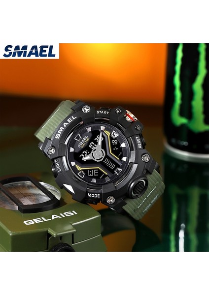 Armygreen Smael Izle Erkekler 8075 Moda Spor LED Dijital Saatler Lüks Erkekler 5ATM Su Geçirmez Spor Askeri Izle Darbeye Dayanıklı Kol Saati (Yurt Dışından) fırsatları