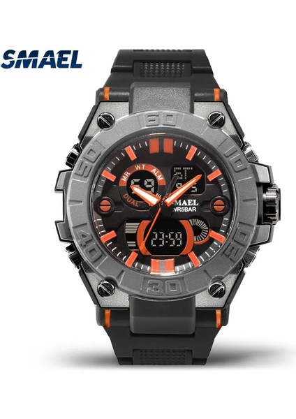 Siyah Gül Smael Chronograph Dijital Saat Erkekler Için Su Geçirmez Askeri Spor Elektronik Saatler Çift Zamanlı LED Ekran Kol Saati Otomatik Tarih (Yurt Dışından)