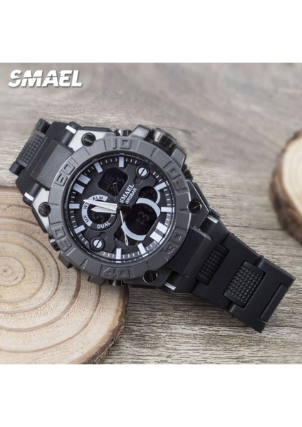 Siyah Gül Smael Chronograph Dijital Saat Erkekler Için Su Geçirmez Askeri Spor Elektronik Saatler Çift Zamanlı LED Ekran Kol Saati Otomatik Tarih (Yurt Dışından)