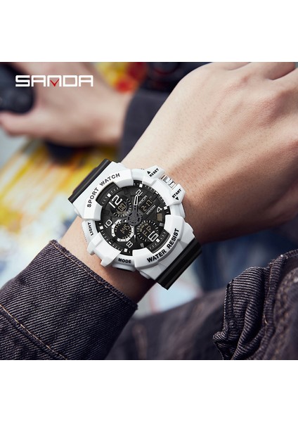Beyaz Sanda 2022 Erkek Saatler Spor Askeri Quartz Saat 50M Su Geçirmez Kol Saati Erkek LED Dijital Saat Relogios Masculino (Yurt Dışından) indirimleri