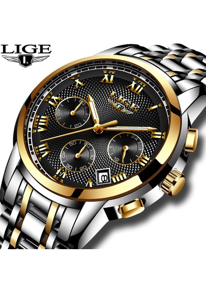 Çelik Altın Siyah Lıge Izle Erkekler Moda Spor Kuvars Saat Erkek Saatler Top Marka Lüks Tam Çelik Iş Su Geçirmez Izle Relogio Masculino (Yurt Dışından)