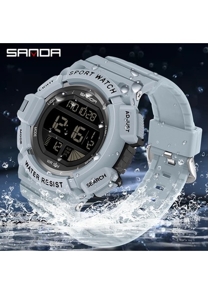 Gri Sanda Erkek Saatler Suya Dayanıklı Askeri Spor Saatler Erkekler LED Dijital Saatler Elektronik Kol Saatleri Relogio Masculino (Yurt Dışından) fiyatları