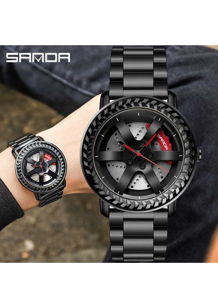 Çelik Altın Sıcak Satış Erkekler Kuvars Kol Saati Özel Tasarım 3D Baskı Araba Jant Spor Tekerlek Izle Örgü Kayış Su Geçirmez Yaratıcı Erkek Saatler (Yurt Dışından) fiyatları