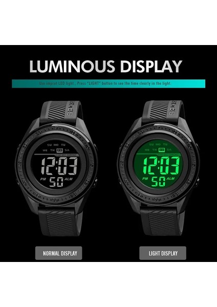 Siyah Siyah Kutu Açık Spor Izle 100 M Su Geçirmez Dijital Izle Erkekler Moda LED Işık Kronometre Bilek Izle Erkek Saat Skmeı Reloj Hombre (Yurt Dışından)