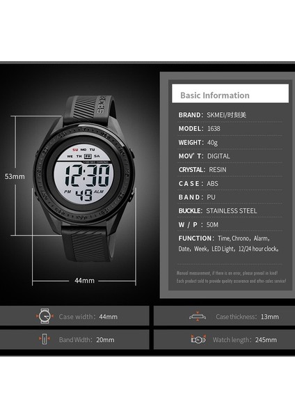 Siyah Siyah Kutu Açık Spor Izle 100 M Su Geçirmez Dijital Izle Erkekler Moda LED Işık Kronometre Bilek Izle Erkek Saat Skmeı Reloj Hombre (Yurt Dışından)
