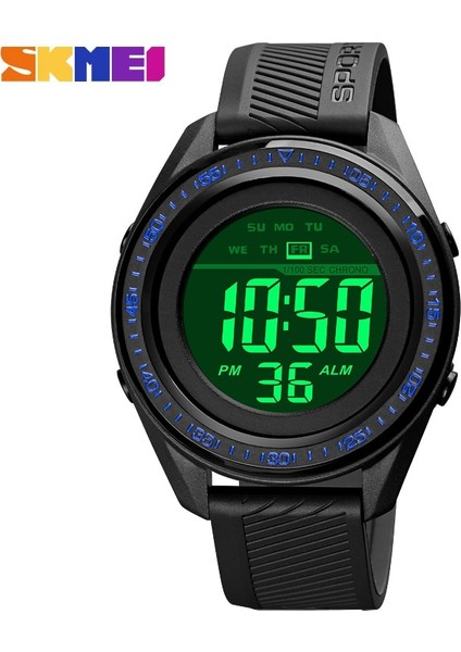 Siyah Siyah Kutu Açık Spor Izle 100 M Su Geçirmez Dijital Izle Erkekler Moda LED Işık Kronometre Bilek Izle Erkek Saat Skmeı Reloj Hombre (Yurt Dışından)