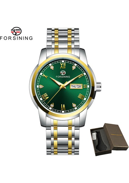 Altın Yeşil Forsınıng Otomatik Erkek Saatler Lüks Tasarım Otomatik Gün Datejust Öz Rüzgar Mekanik Iş Erkek Saat Elbise Kol Saati Hediyeler (Yurt Dışından)