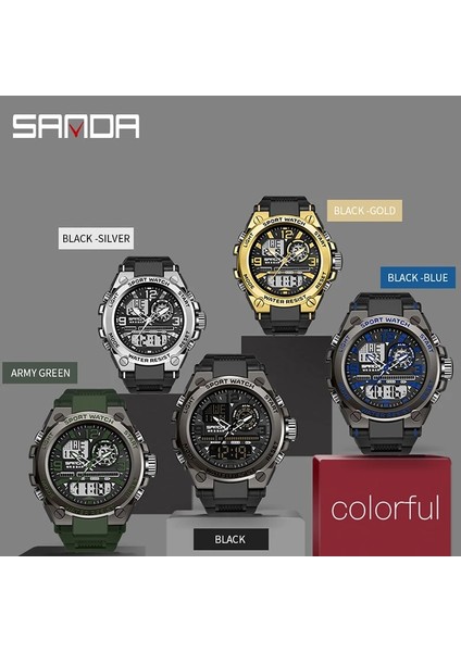 6024 Siyah Sanda Moda Erkek Spor Izle En Lüks Askeri Kuvars Izle Erkek 50 M Su Geçirmez Erkek Saat Relogio Masculino (Yurt Dışından)