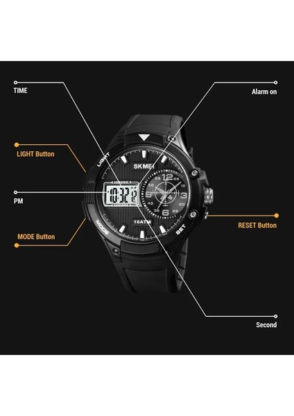 Siyah Kara Kutu Skmeı Erkekler Kuvars Dijital Saat Yaratıcı Çift Ekran Spor Saatler Erkek Su Geçirmez LED Kol Saati Montre Homme Saat Relojes (Yurt Dışından) fırsatları