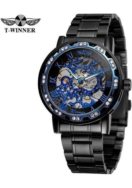 Mavi Mavi Siyah Sıcak Marka T-Kazanan Lüks Erkekler Şeffaf Moda Elmas Aydınlık Hareketi Erkek Mekanik Kraliyet Tasarım Bilek Saati (Yurt Dışından)
