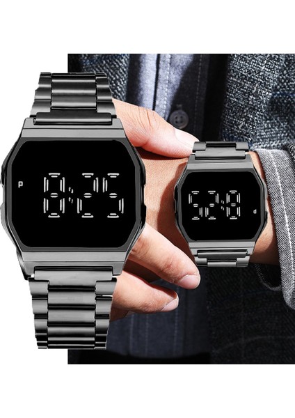 Renkli Dokunmatik Dijital Erkek Saatler Lüks Paslanmaz Çelik Bağlantı Bilezik Kol Saati Bandı Iş Elektronik Erkek Saat Reloj Hombre (Yurt Dışından)