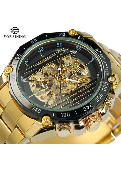 Gümüş Forsining Trendy Steampunk Eğlence Erkekler Otomatik Mekanik Saatler Şeffaf Saatler Paslanmaz Çelik Kayış Horloges (Yurt Dışından) fiyatları