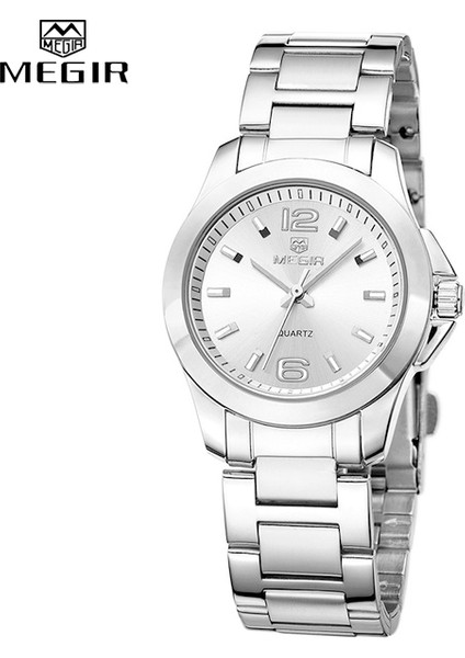 Kadınlar Gümüş Megır Lüks Marka Kadın Elbise Saatler Moda Gül Altın Bilezik Izle Bayanlar Kol Saati Kadın Kuvars Saat Montre Femme (Yurt Dışından)