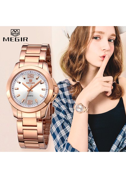 Kadınlar Gümüş Megır Lüks Marka Kadın Elbise Saatler Moda Gül Altın Bilezik Izle Bayanlar Kol Saati Kadın Kuvars Saat Montre Femme (Yurt Dışından) fırsatları