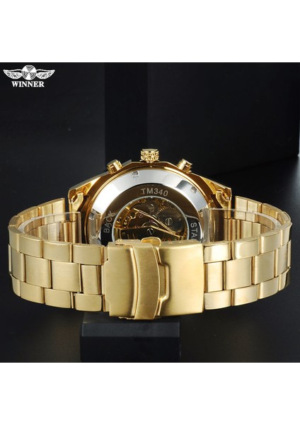 Kara Kutu T-Kazanan Erkekler Mekanik Saatler Kazanan En Lüks Marka Paslanmaz Çelik Saatler Kendinden Rüzgar Mekanik Erkek Saat (Yurt Dışından) indirimleri