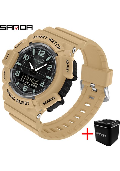 Armygreen Kutu Samda Erkekler Için Yeni Spor Saatler 50 M Su Geçirmez Saat Alarmı Çift Ekran Kuvars Kol Saati Askeri Şok Dayanıklı Erkek Izle (Yurt Dışından) fiyatları