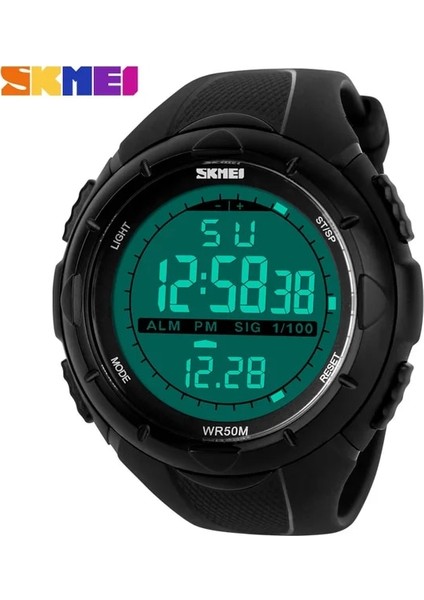Siyah 1025 Erkek Spor Saatler 50 M Su Geçirmez Skmeı Marka LED Dijital Saat Erkek Kadın Yüzmek Tırmanma Açık Rahat Askeri Kol Saati (Yurt Dışından)