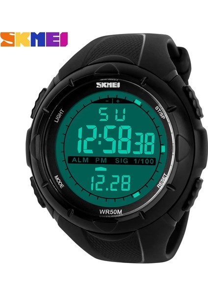 Siyah 1025 Erkek Spor Saatler 50 M Su Geçirmez Skmeı Marka LED Dijital Saat Erkek Kadın Yüzmek Tırmanma Açık Rahat Askeri Kol Saati (Yurt Dışından)