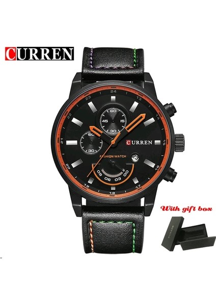 Siyah Kara Kutu Curren 8217 Adam Kronograf Lüks Erkek Spor Saatleri Moda Rahat Kuvars Izle Erkekler Askeri Bilek Izle Erkek Relogio Saatler (Yurt Dışından)