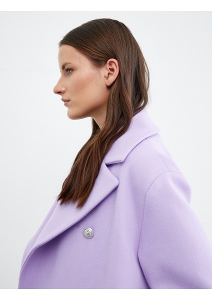 Tuba Ünsal x Koton - Kruvaze Düğmeli Kaşe Kaban