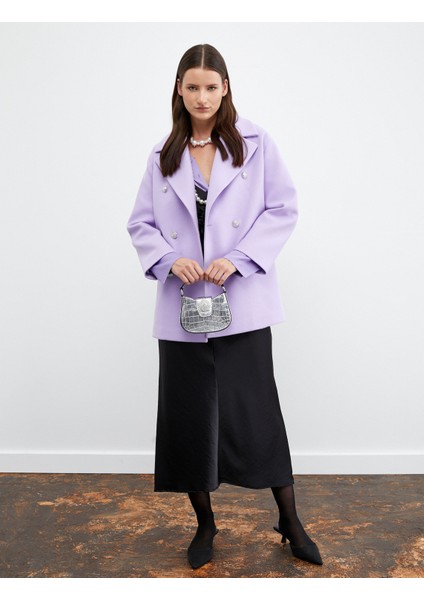 Tuba Ünsal x Koton - Kruvaze Düğmeli Kaşe Kaban fiyatları