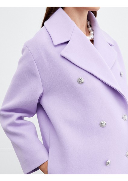 Tuba Ünsal x Koton - Kruvaze Düğmeli Kaşe Kaban indirimleri