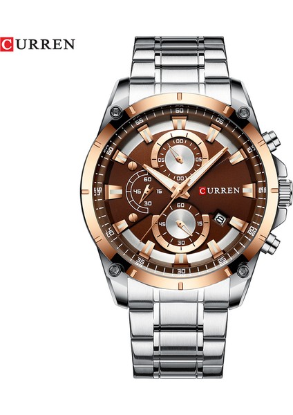 Gümüş Kahve Curren Erkek Saatler Moda Üst Marka Lüks Iş Otomatik Tarih Izle Erkekler Rahat Su Geçirmez Izle Relogio Masculino + Kutu (Yurt Dışından)