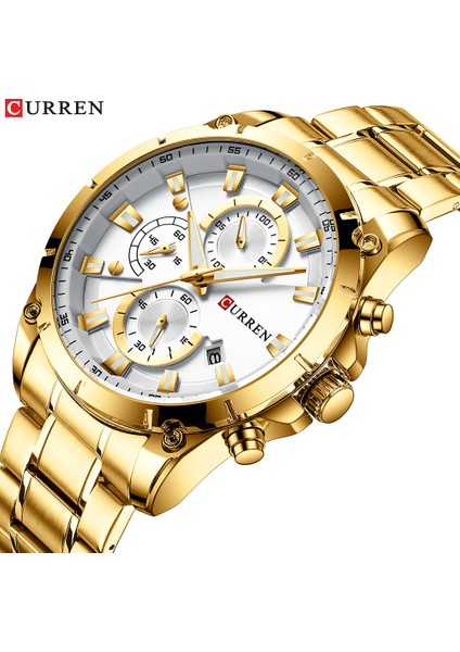 Gümüş Kahve Curren Erkek Saatler Moda Üst Marka Lüks Iş Otomatik Tarih Izle Erkekler Rahat Su Geçirmez Izle Relogio Masculino + Kutu (Yurt Dışından)