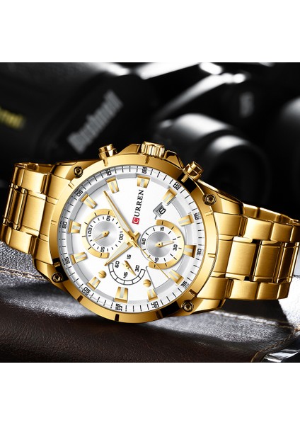 Gümüş Kahve Curren Erkek Saatler Moda Üst Marka Lüks Iş Otomatik Tarih Izle Erkekler Rahat Su Geçirmez Izle Relogio Masculino + Kutu (Yurt Dışından)