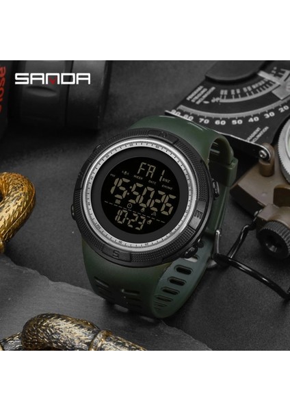 Siyah Gümüş Sanda Geri Sayım Kronometre Spor Erkek Saatler Üst Marka Lüks Erkek Bilek Izle 50 M Su Geçirmez LED Elektronik Dijital Erkek Izle (Yurt Dışından) fırsatları