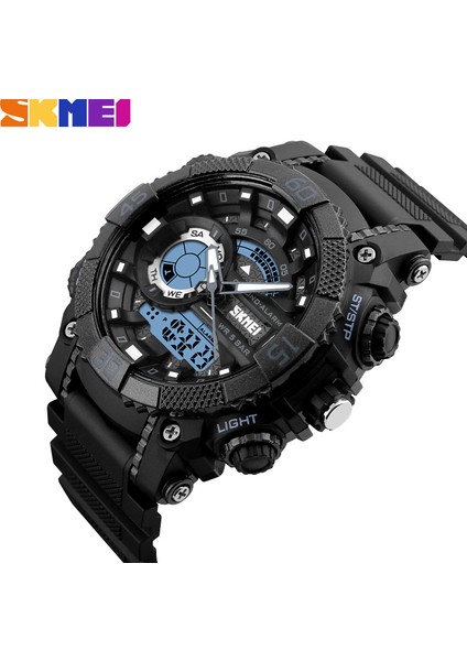 Turuncu Skmeı 1228 Erkek Spor Izle Dijital Kuvars Saatler LED Büyük Arama Saati 30 M Su Geçirmez Çift Ekran Kol Saatleri Relogio Masculino (Yurt Dışından)